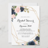 Goud Geometrisch Elegant Winter Bloemen Vrijgezell Kaart (Voorkant)