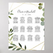 Goud Geometrisch Eucalyptus Weddenschap Schema Poster (Voorkant)