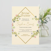 Goud Geometrisch Geel Bloemen Vrijgezellenfeest Kaart (Staand voorkant)