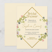 Goud Geometrisch Geel Bloemen Vrijgezellenfeest Kaart (Voorkant / Achterkant)