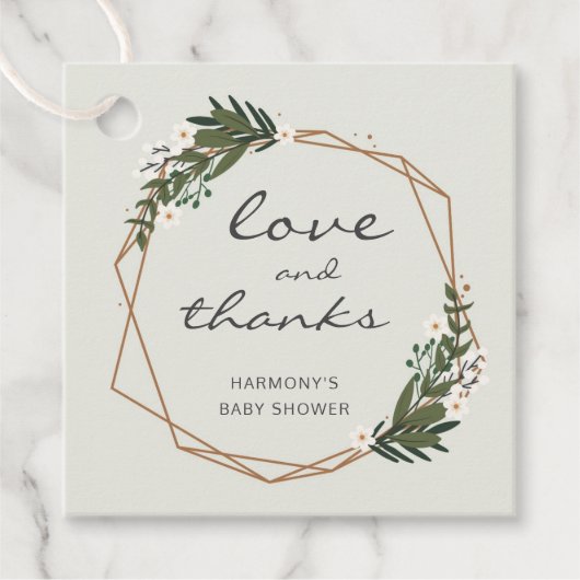 Goud geometrisch geslacht neutraal Baby shower Bedankjes Labels (Voorkant)