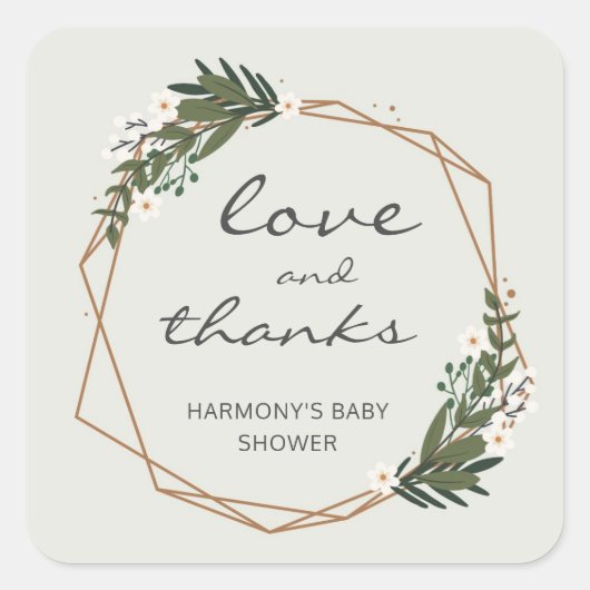 Goud geometrisch geslacht neutraal Baby shower Vierkante Sticker (Voorkant)