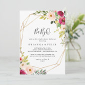 Goud Geometrisch groen BabyQ Baby shower Barbecue Kaart (Staand voorkant)