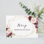 Goud Geometrisch Groen Bourgogne Bloemen Menu Keuz (Staand voorkant)