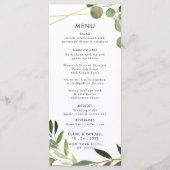 Goud Geometrisch Groen Eucalyptus Bruiloft Vlak Me Menu (Voorkant)
