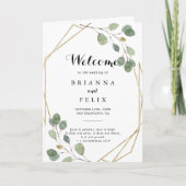 Goud Geometrisch groen Eucalyptus gevouwen bruilof Programma (Voorkant)