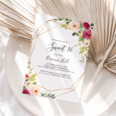 Goud Geometrisch Groen Lief 16 Verjaardagsfeest Kaart