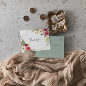 Goud Geometrisch groen Roze Blush Dank u Briefkaart