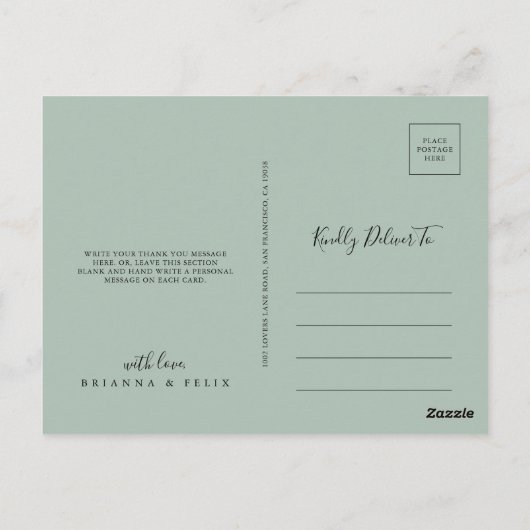 Goud Geometrisch groen Roze Blush Dank u Briefkaart (Achterkant)