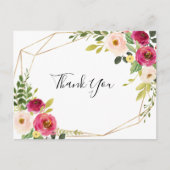 Goud Geometrisch groen Roze Blush Dank u Briefkaart (Voorkant)