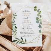 Goud Geometrisch Lijst Eucalyptus Greenery Wedding Kaart