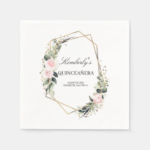 Goud Geometrisch Lijst Quinceanera Verjaardag Servet