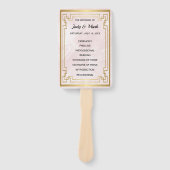 Goud Geometrisch Lijst Roze Marmeren Trouwprogramm Handwaaier (Voorkant)