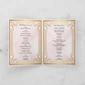 Goud Geometrisch Lijst Roze Marmeren Trouwprogramm Kaart (Binnen)