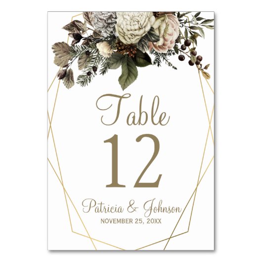 Goud geometrisch lijst winter bloemenbruiloft chiq kaart (Achterkant)