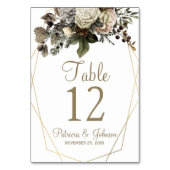 Goud geometrisch lijst winter bloemenbruiloft chiq kaart (Voorkant)