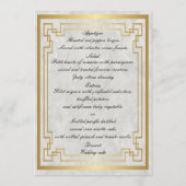 Goud Geometrisch Lijst Wit Marmer Bruiloft Menu (Achterkant)