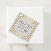 Goud Geometrisch Lijst Wit Marmeren Bruiloft Bedankjes Labels (In situ)