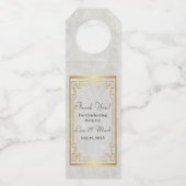 Goud Geometrisch Lijst Wit Marmeren Bruiloft Flessenhanger (Achterkant)