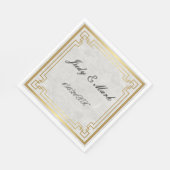 Goud Geometrisch Lijst Wit Marmeren Trouwpapier Servet (Hoek)