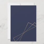 Goud Geometrisch Marine Blauw Typografie Bruiloft Kaart (Achterkant)