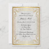 Goud Geometrisch Marmer Bruiloft repetitie Diner Kaart (Voorkant)