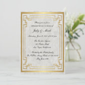 Goud Geometrisch Marmer Bruiloft repetitie Diner Kaart (Staand voorkant)