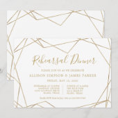 Goud Geometrisch Modern Elegant Repetitie Diner Kaart (Voorkant / Achterkant)