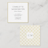 Goud geometrisch monogram vierkant Visitekaartje (Voorkant / Achterkant)