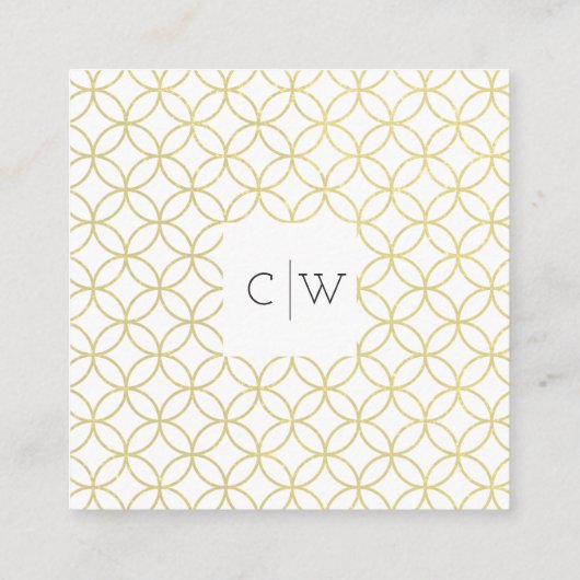 Goud geometrisch monogram vierkant Visitekaartje (Achterkant)