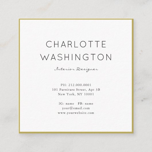 Goud geometrisch monogram vierkant Visitekaartje (Voorkant)