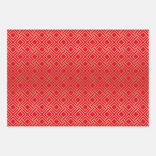 Goud geometrisch patroon, aangepaste achtergrond inpakpapier vel (Voorkant 3)