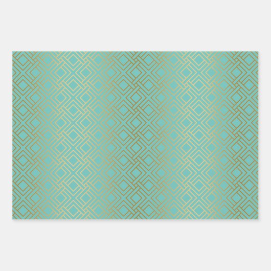 Goud geometrisch patroon, aangepaste achtergrond inpakpapier vel (Voorkant 2)