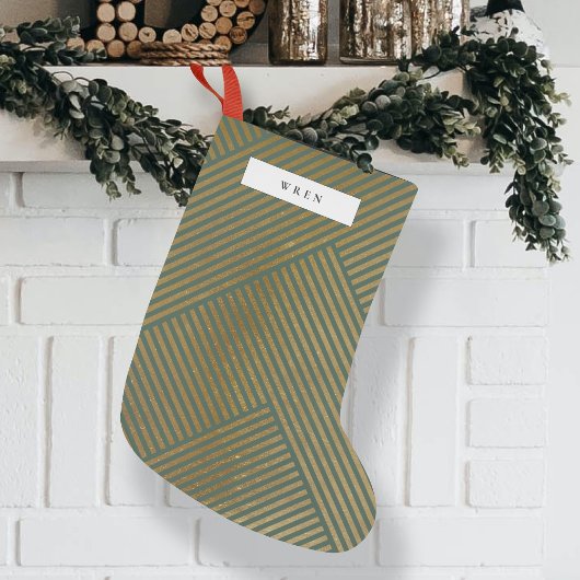 Goud geometrisch patroon Elegant groen Kleine Kerstsok