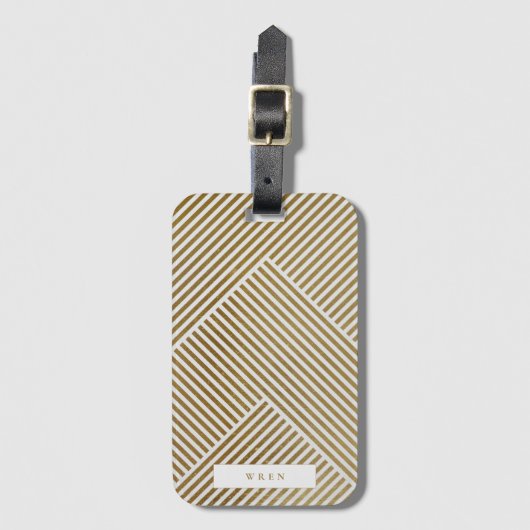 Goud geometrisch patroon Elegant verfijnd luxe Bagagelabel (Voorkant (verticaal))