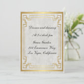 Goud Geometrisch Wit Marmer Bruiloft Receptie Kaar Kaart (Staand voorkant)