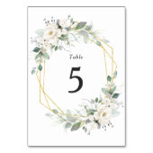 Goud geometrisch witte flora van trouwlijstnummer kaart (Achterkant)