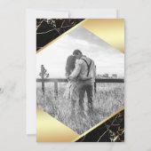 Goud Geometrisch Zwart Marmer Foto Bruiloft Kaart (Achterkant)