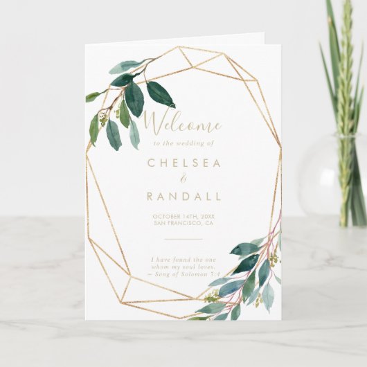 Goud Geometrische afbeelding Eucalyptus vouwt huwe Programma (Voorkant)