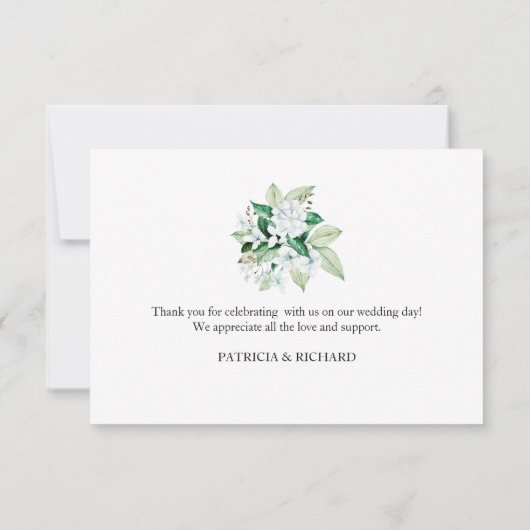 Goud Geometrische Bloemen Groen Bruiloft Dank u RSVP Kaartje (Achterkant)