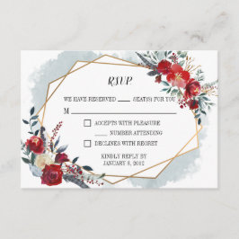 Goud Geometrische Boho Bloemen Bruiloft RSVP Kaart