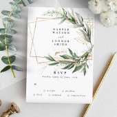 Goud Geometrische Eucalyptus Elegant Greenery Sage RSVP Kaartje