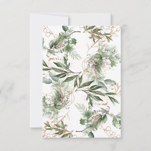 Goud Geometrische Eucalyptus Elegant Greenery Sage RSVP Kaartje (Achterkant)