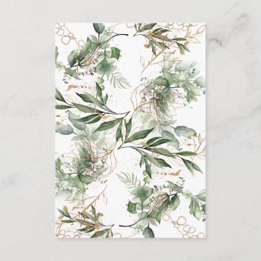 Goud Geometrische Eucalyptus Elegant Greenery Sage RSVP Kaartje (Achterkant)