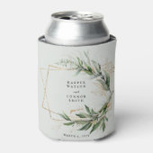 Goud Geometrische Eucalyptus Elegant Mos Bruiloft Blikjeskoeler (Blikje Voorkant)