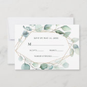 Goud Geometrische groen Bladerdeken Bruiloft RSVP  (Voorkant)