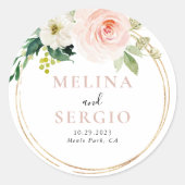 Goud Geometrische Herfst bloemen Weddenserend Enve Ronde Sticker (Voorkant)