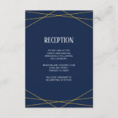 Goud Geometrische Marine Blauw | Monogram bruiloft Informatiekaartje (Voorkant)