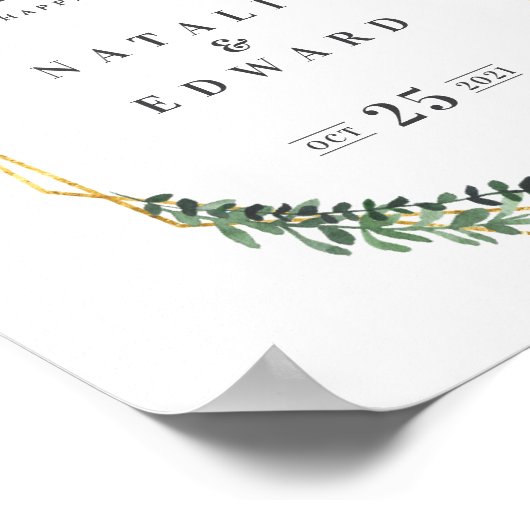 Goud Geometrische waterverf groen Poster (Hoek)