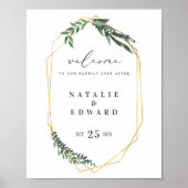 Goud Geometrische waterverf groen Poster (Voorkant)